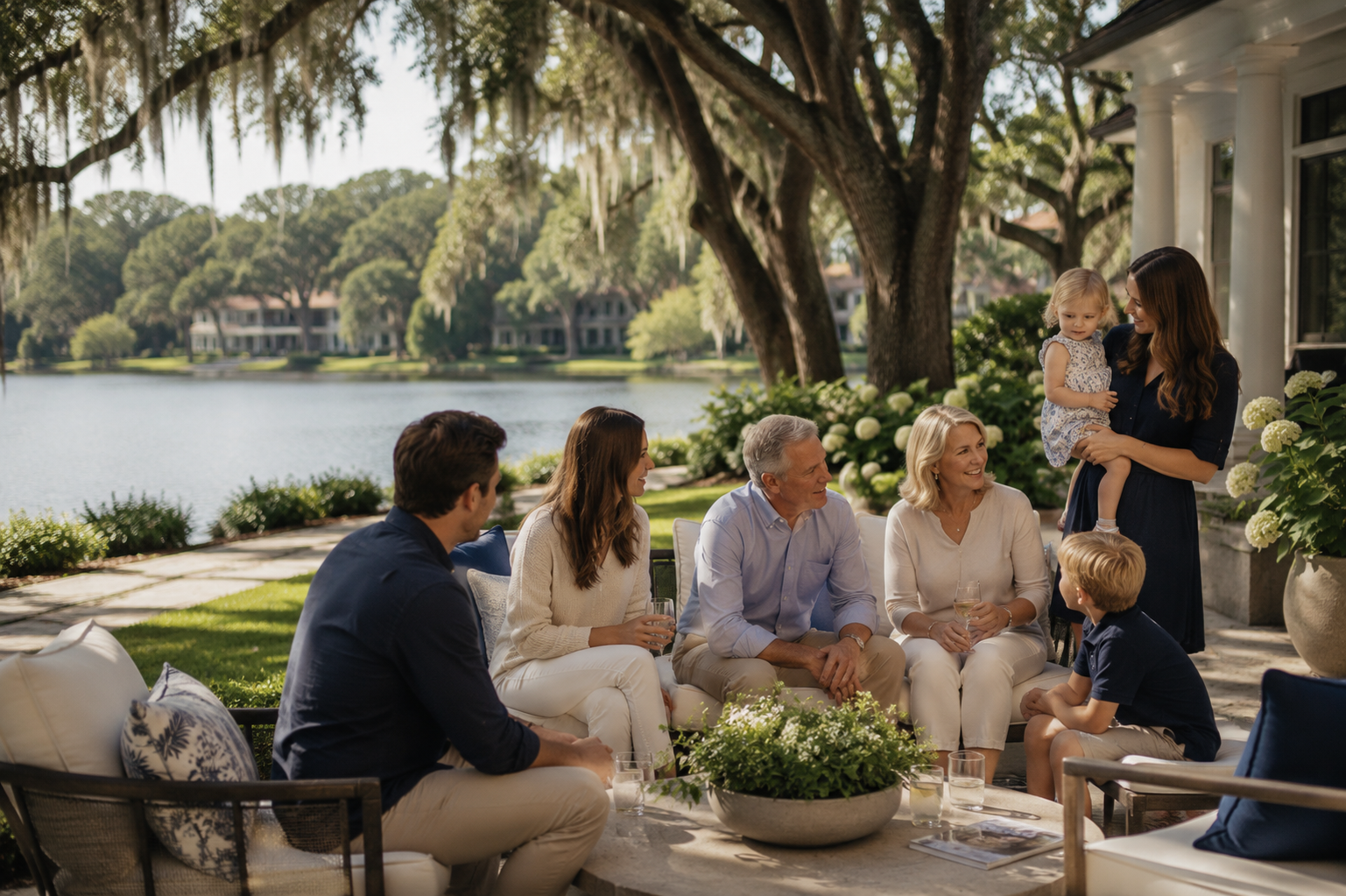Three generations together on the lake